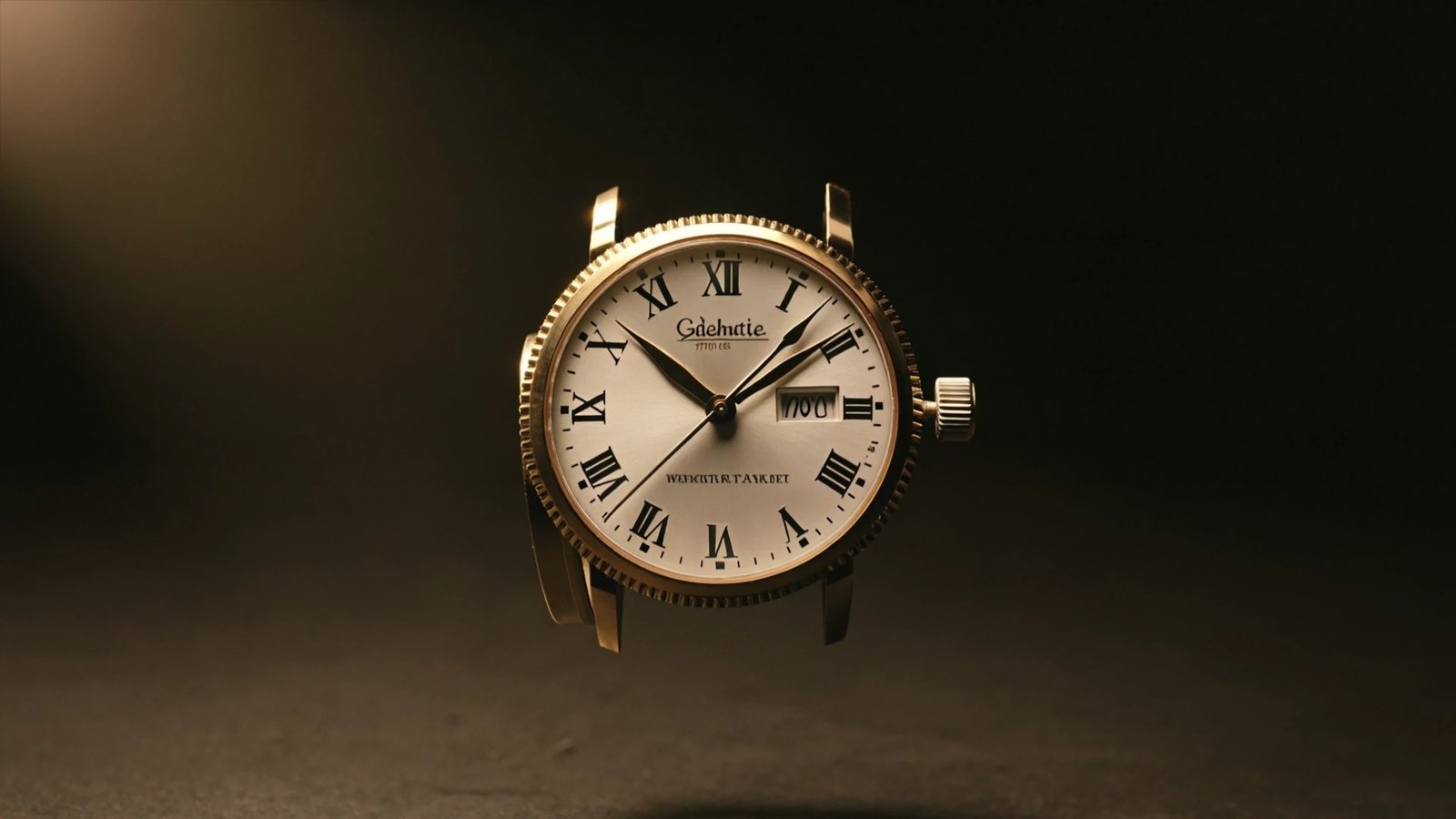 A restored Swiss watch resting on a cushion in a watchmaker's atelier